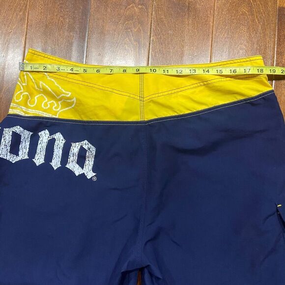 Corona Board Surf Swimming Navy Yellow Polyester Trunks Shorts Men's Size 38 - Picture 6 of 7